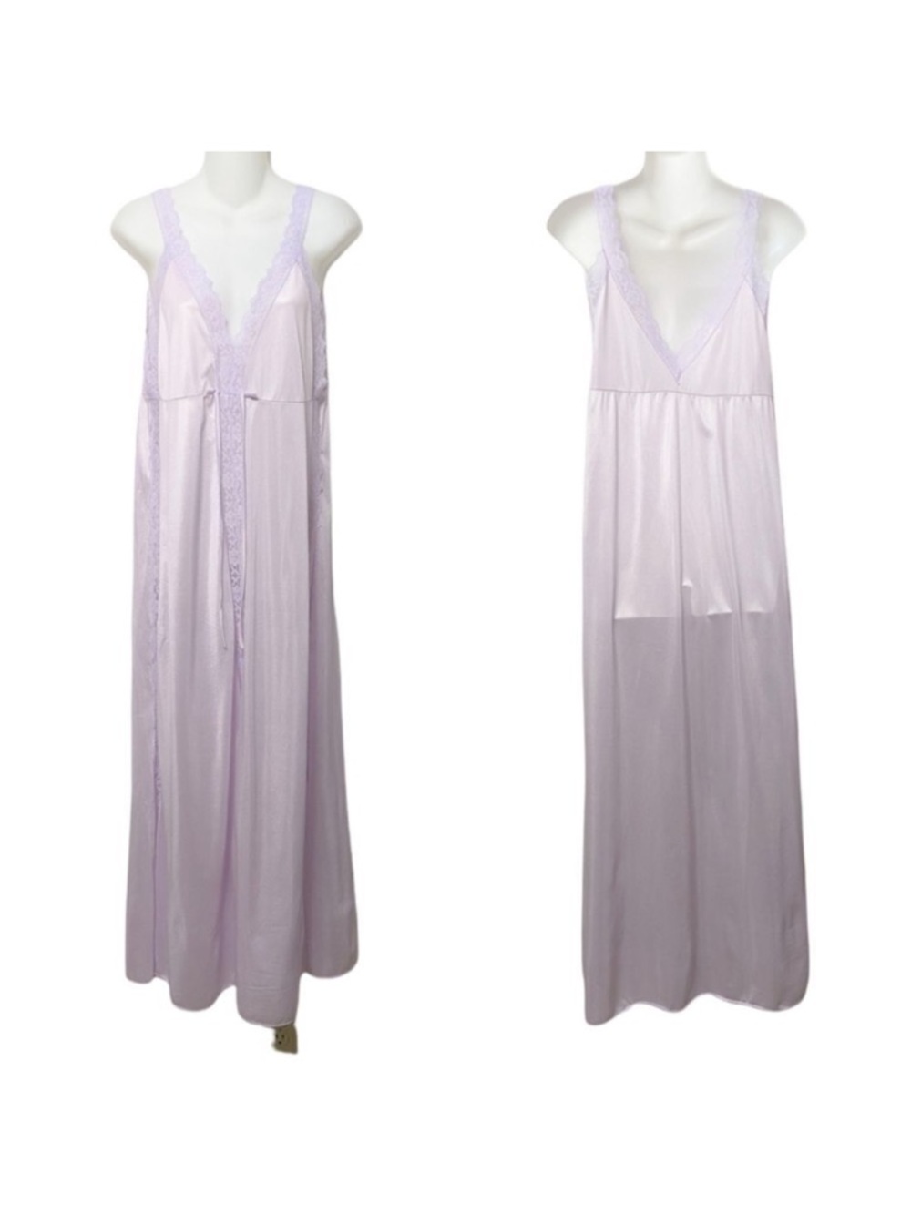 VINTAGE Pink Lavender Lace Trim Nightgown M